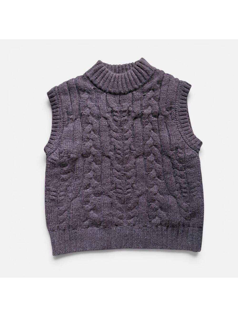 A New Day Sleeveless Cable Knit Sweater Vest in Dark Purple